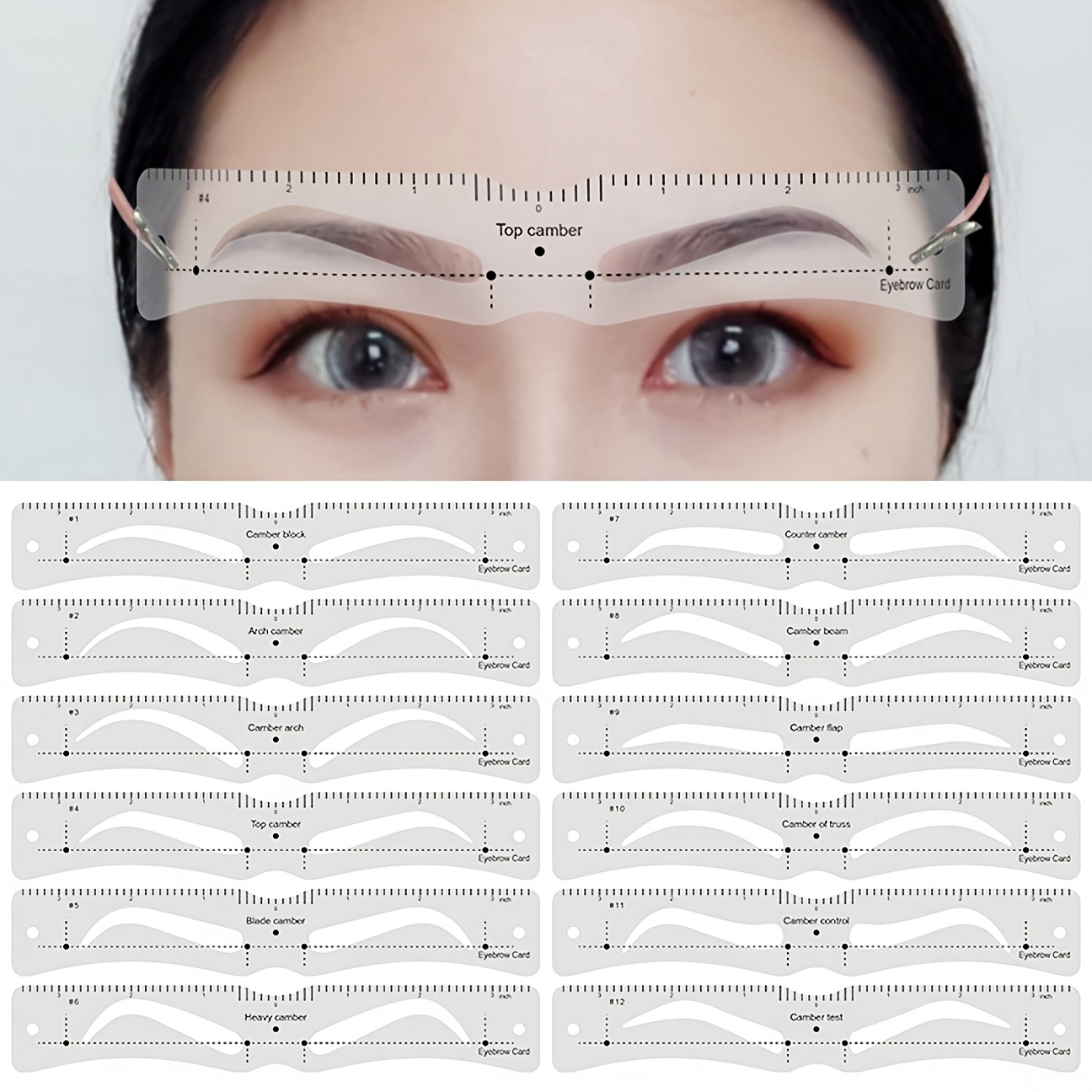 

12pcs Eyebrow Stencils Set, Eyebrow Drawing Templates, -to-use Makeup Tool , Brow Shaping, Unscented - No Required