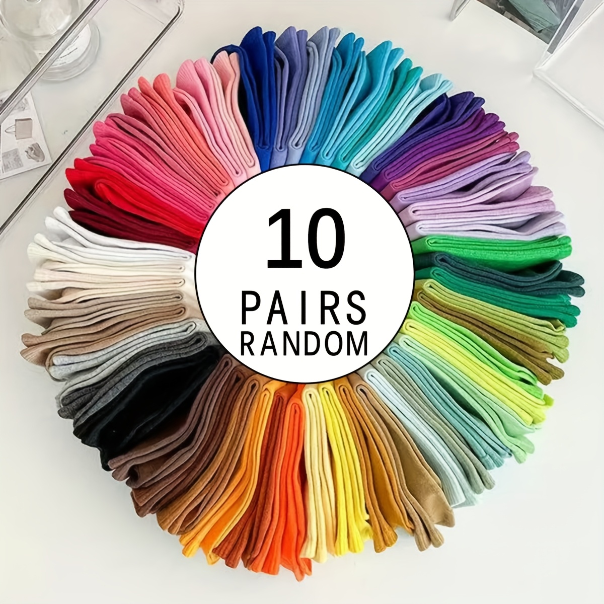 TEMU 10/20-pair Random Color Women's Casual Breathable Thigh-high Socks, Trendy Fashionable Solid Color Versatile Sweat-absorbing And Odor-resistant