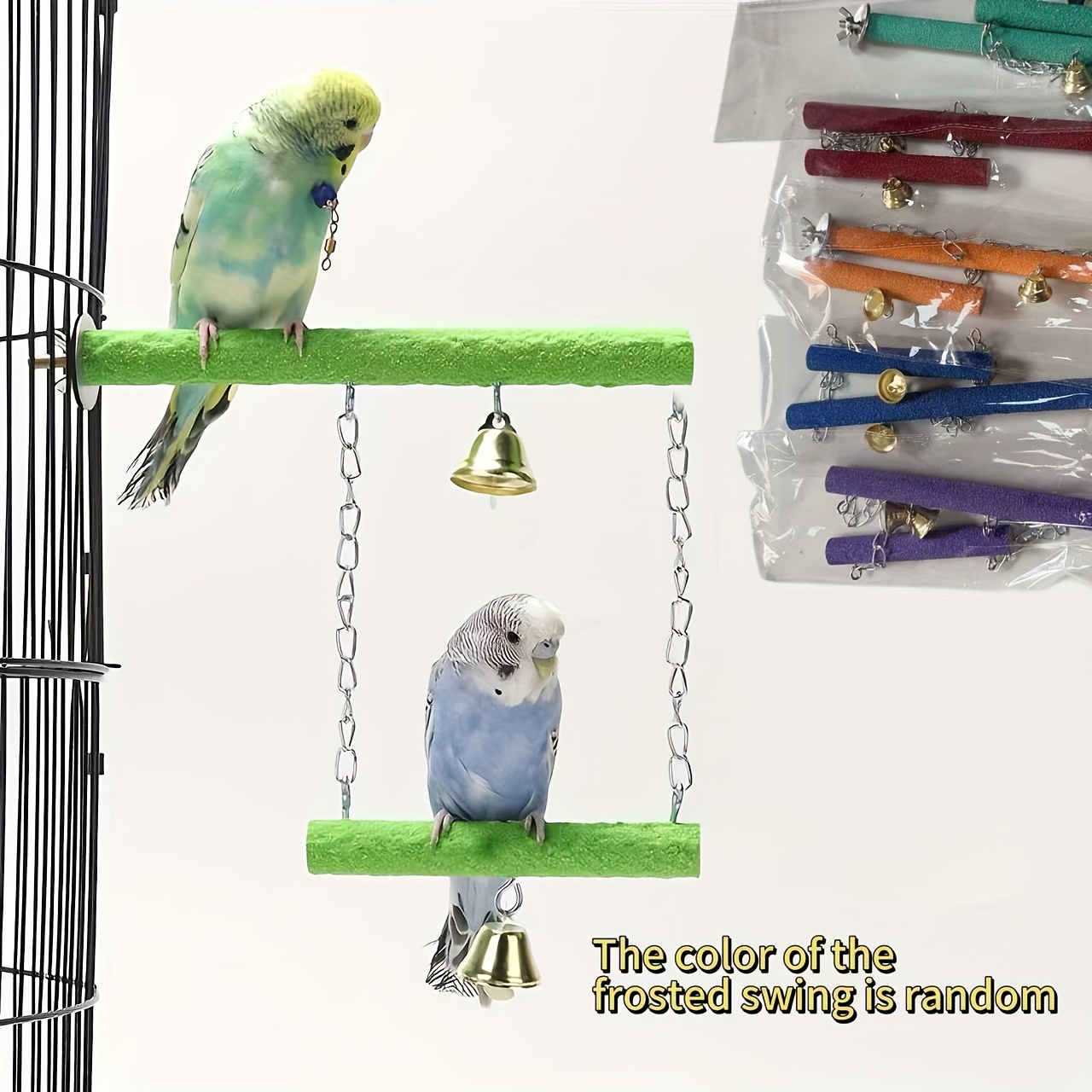Image of With Frosted Zanthoxylum Wood, Log, Claw Grinding Perch, Jumping Bridge, Peony, Cockatiel, Hyacinth Macaw, Tiger Skin, Suspension Bridge Toy, Color Random