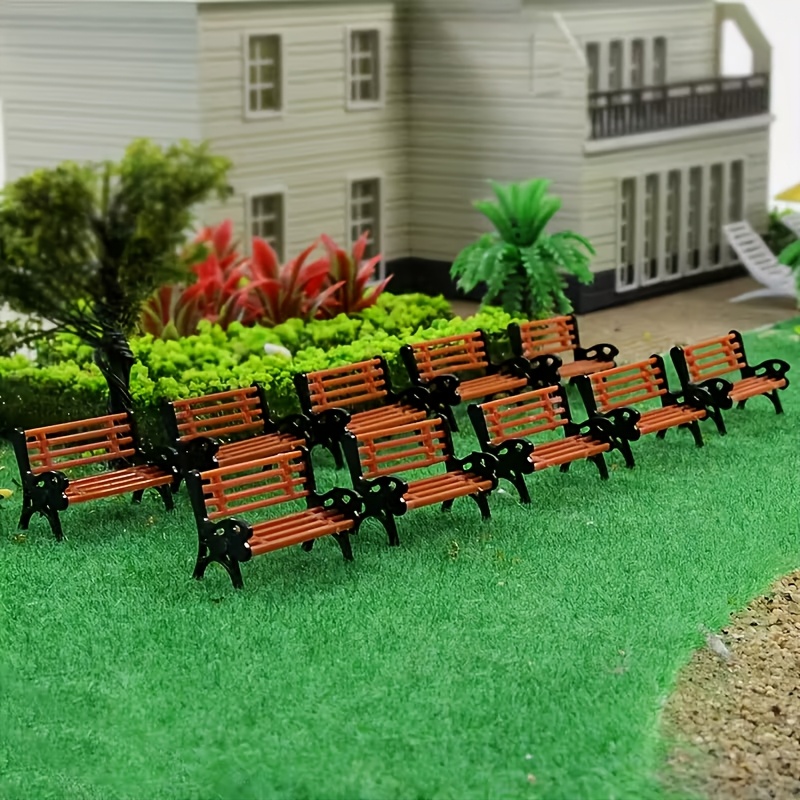 10pcs, Classic Model Park Bench Model, Park Leisure Landscape Bench, Architectural Sand Table Model