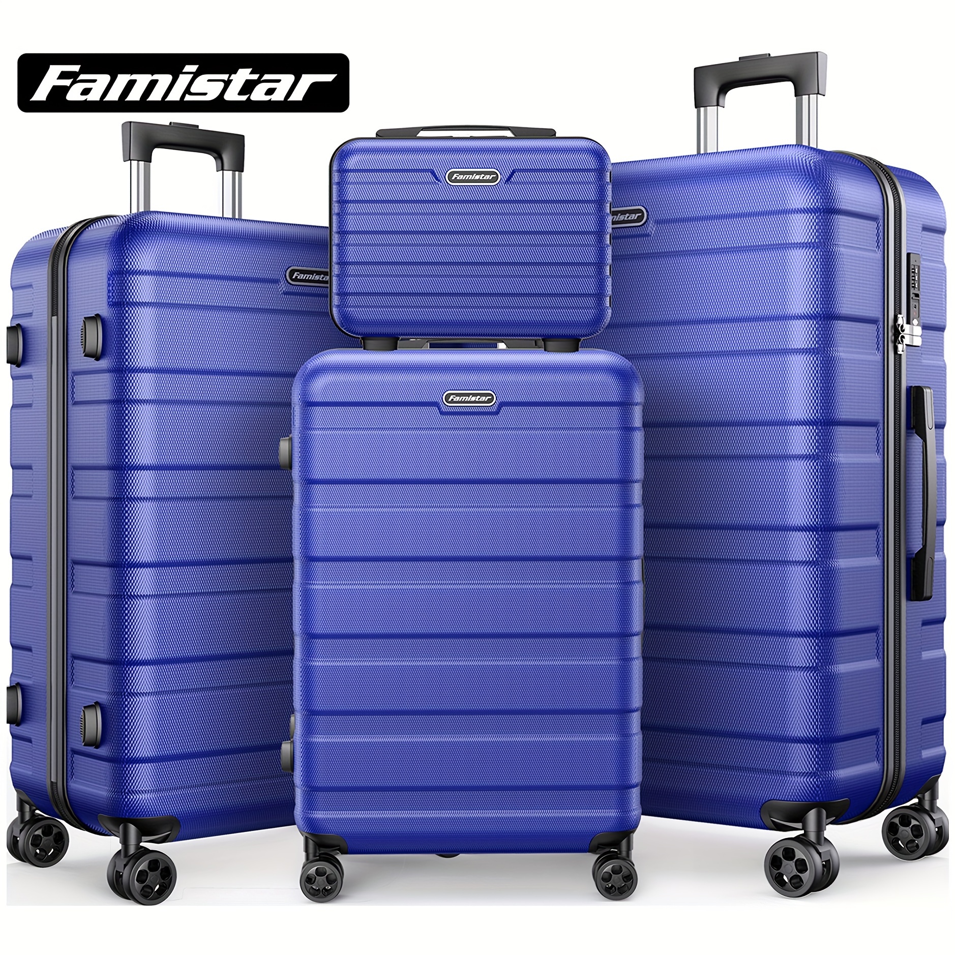 

4pcs Luggage Sets With Spinner Wheels, Hardshell Lightweight Suitcase With , Carry On Luggage For Travel-blue