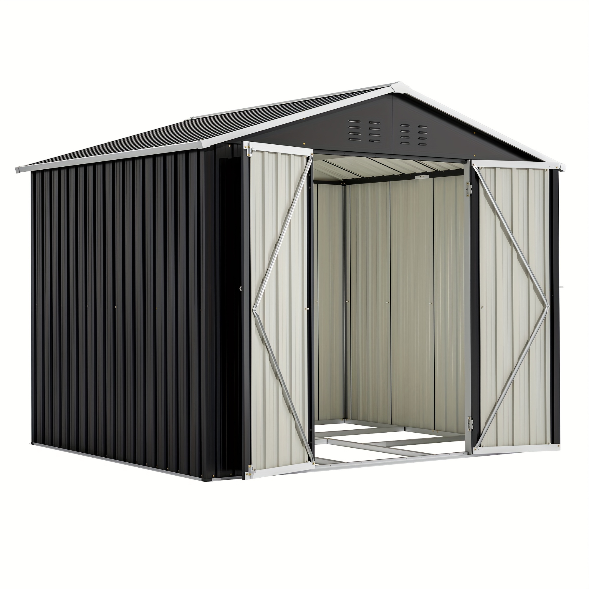 Image of Thanaddo Tool Shed, Storage Shed, Outdoor Storage Shed With Floor Frame, Steel Garden House With Door Lock, Temporary Storage Shed, Removable, 240×192.3×195cm