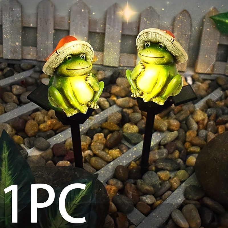 Image of Garden Frog Solar Lights - Frog Figurines For Outdoor Garden Decor, Perfect Frog Statues Gifts For Mom - Solar Power Led Light For Garden, Lawn, Patio, Pathway