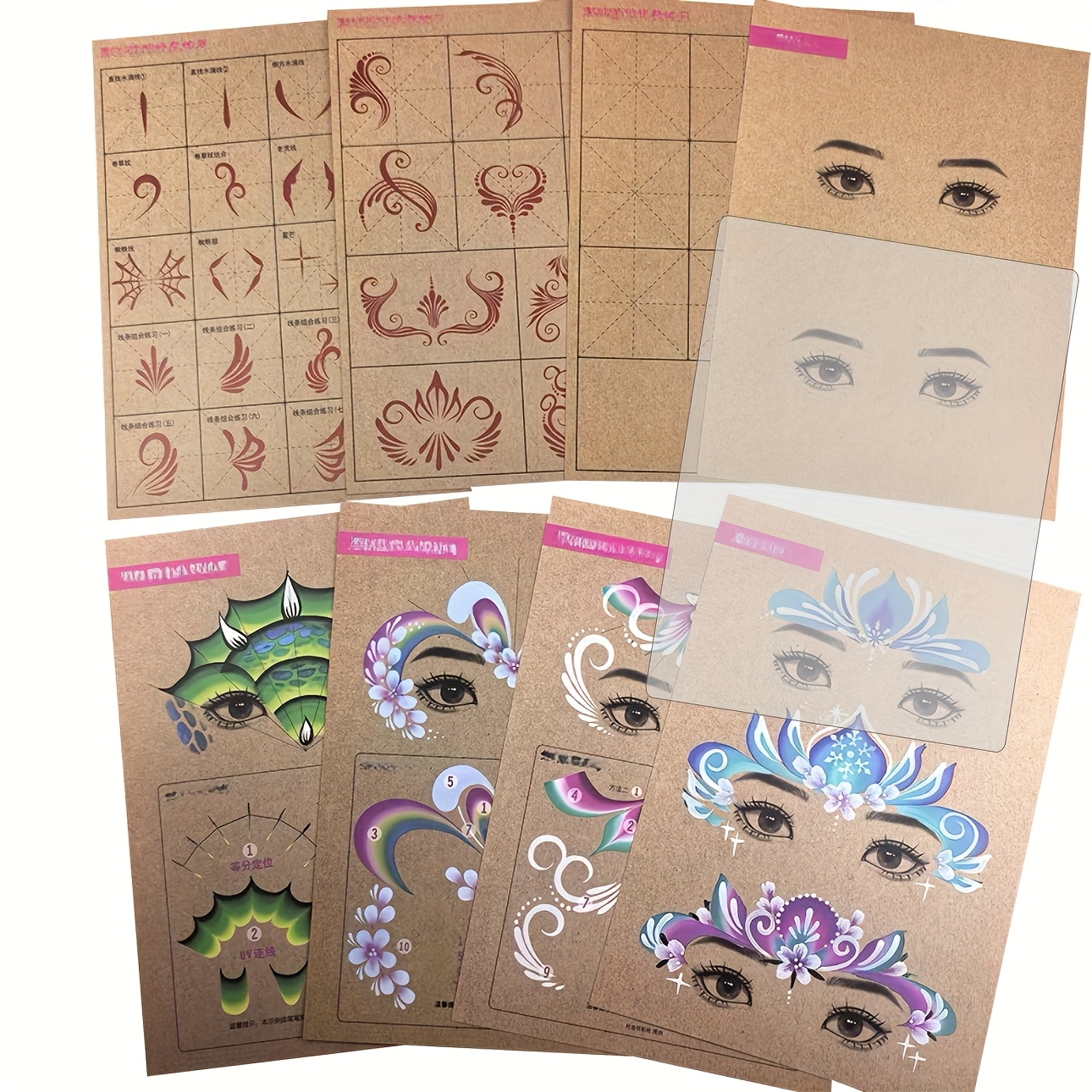 TEMU Facial Painting Professional Practice Board, Face Positioning Template Set With Reusable Transparent Practice Boards โ Ideal For Beginner Art
