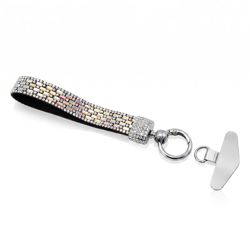 TEMU Cinturino per telefono a tinta larga con strass scintillanti, elegante e raffinato, sensazione gamma, cinturino da polso corto da donna