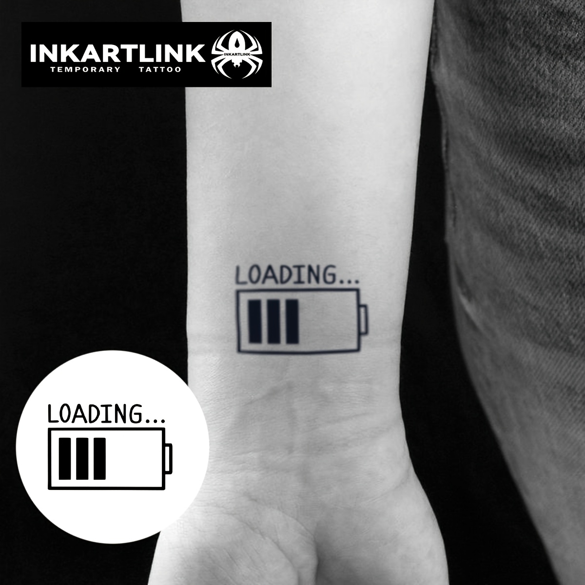 Image of Inkartlink Energy Load Tattoo | 3pcs Temporary Tattoo Stickers | 1-2 Weeks Waterproof | Small Patterns | Suitable For Music Festivals, Holidays, Parties, And Gatherings