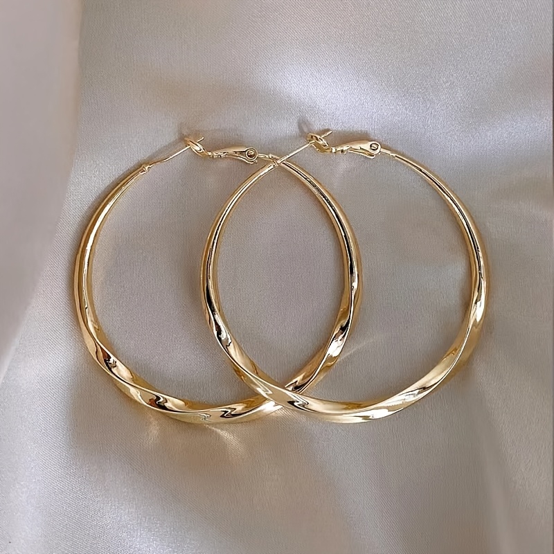 

1 Pair Of Elegant Golden-tone Large Hollow Round Hoop Earrings For Women - , Nickel-free Copper, Ideal For & Music Festivals, Festival Jewelry|sophisticated Jewelry|nickelfree Earrings