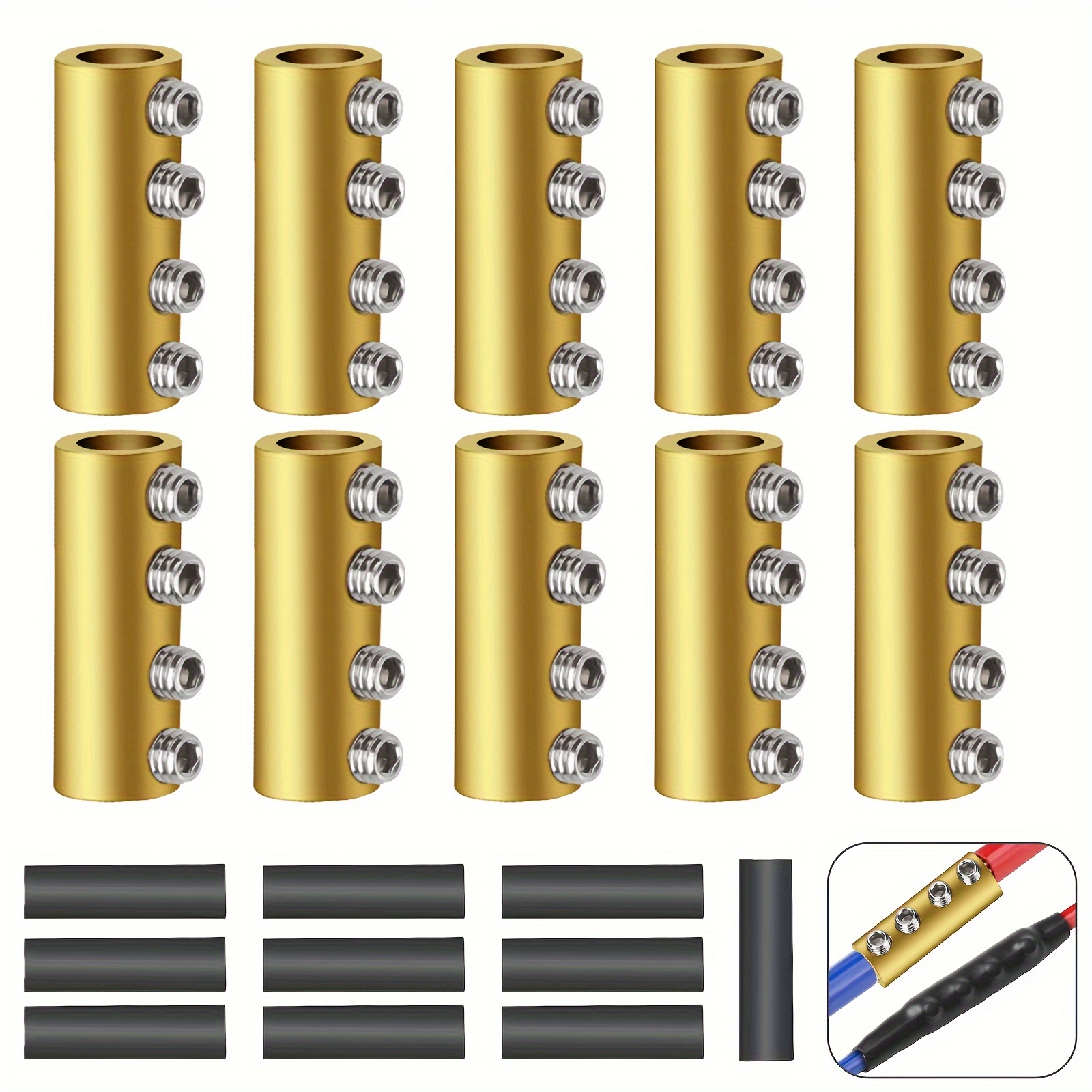 

10pcs 6 Awg Gauge Wire Connector Nut Kit, With Tube, 80a Quick Wiring Connection Terminal, Circuit Connector