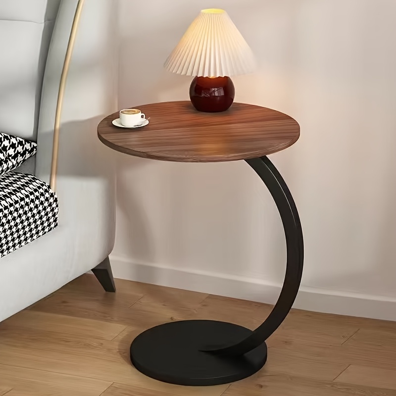 1pc modern black metal round side table multifunctional minimalist bedside table for bedroom and living room no   details 2