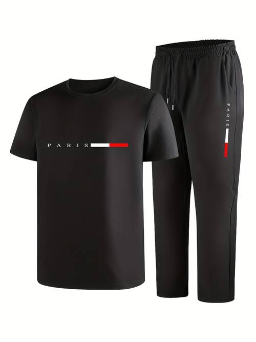 zomer ijs sneldrogend heren casual sportieve print 2-delige set