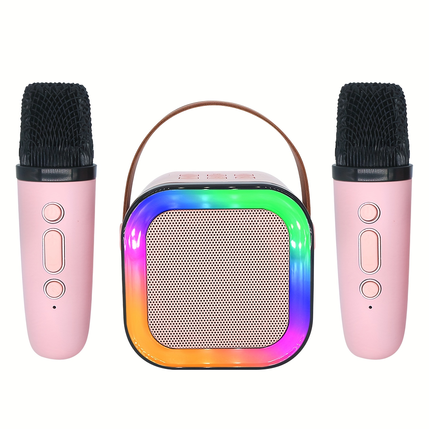 kablosuz mikrofon ve led işıklı taşınabilir karaoke hoparlörü – usb şarj edilebilir, 6 işık   (7 renkli titreşim, yayılma, aydınlatma, nefes alma, yankılar, gürültü azaltma), kablosuz bağlantı, partiler, hediyeler ve   toplantıları için i̇deal, etkinlik mikrofon sistemi | oyunbaz   | usb şarj edilebilir hoparlör