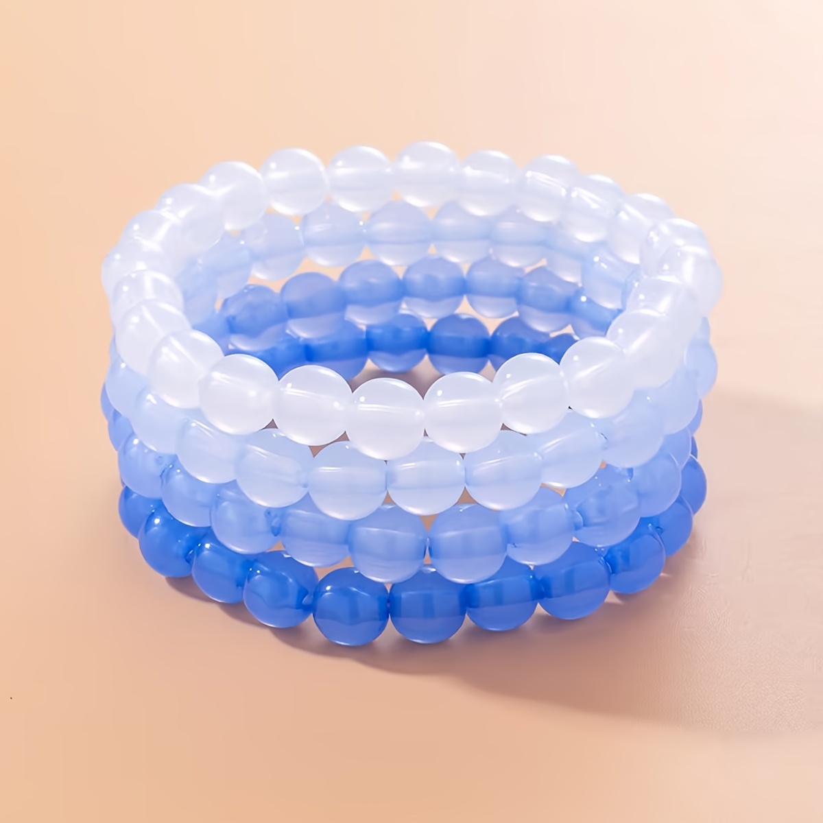 4pcs Gradient Bead Elastic Bracelet Set for Women