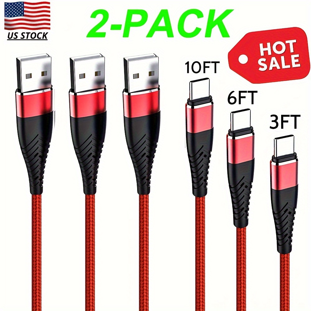 

2-pack Usb C Charging Cable Nylon Braided Usb A To Type C Fast Charger Cord Cable Compatible With Samsung Xiaomi, Vivo, , And More Usb C Cables Phone Wire Cord Usb Type C Charger