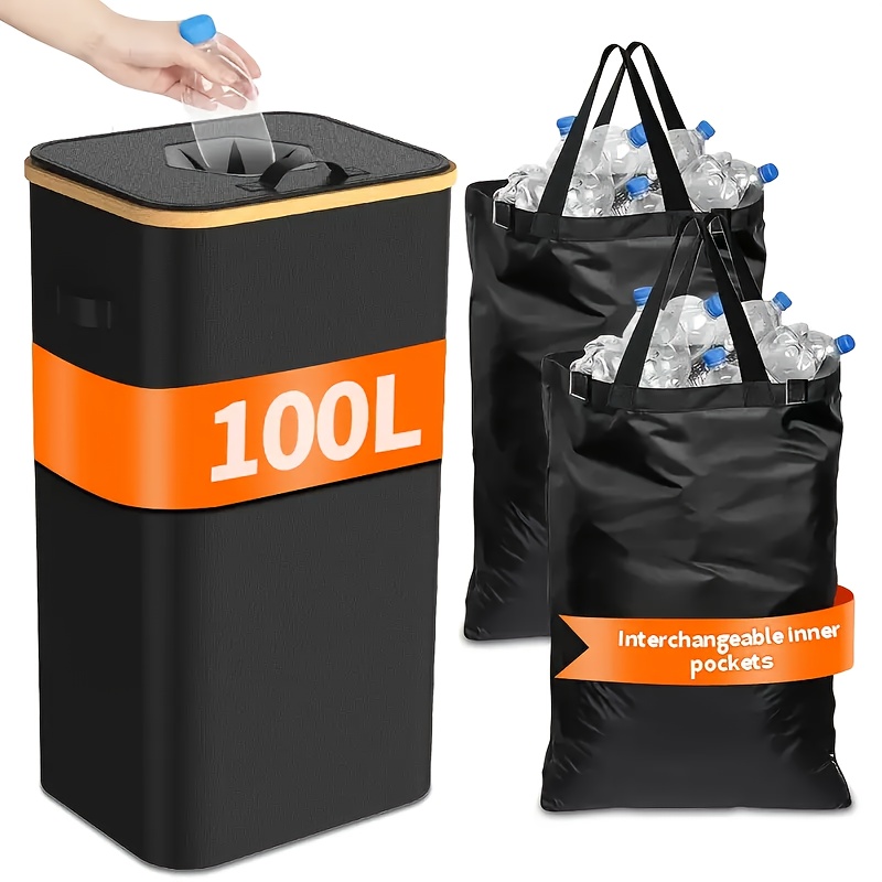 Oxford Nylon Foldable Indoor Bottle Collector, 100l Capacity, Tear-resistant & Washable, Can . 35 Bottles, Ideal For Home Use With Design, Bottle Collector