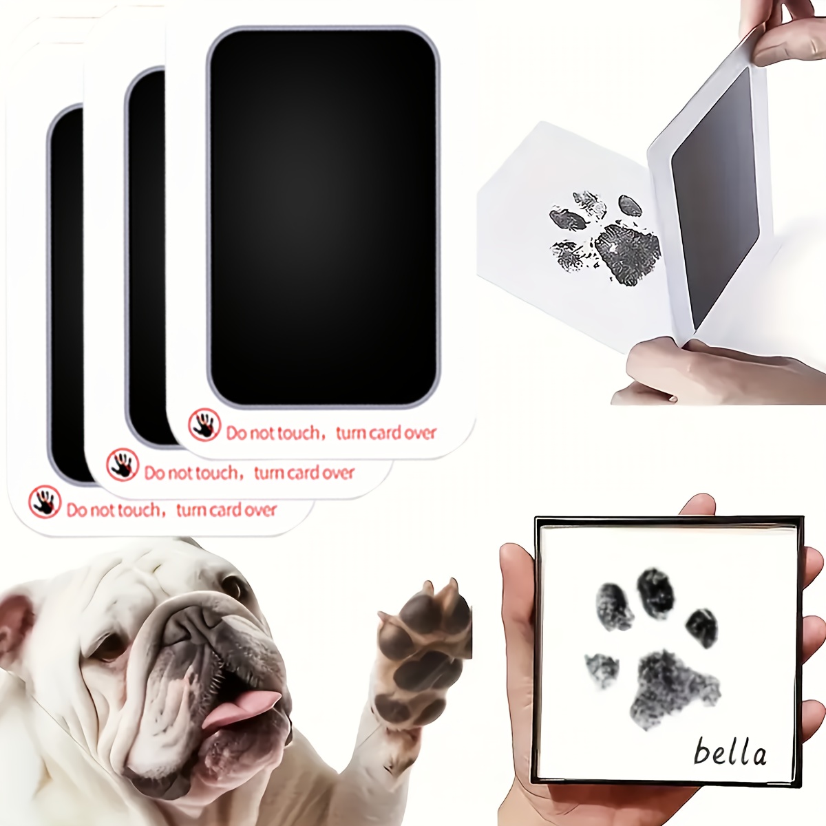 4pcs   print kits     non contact   prints 2 boxes with 2 sheets each plastic keepsake for pet owners   printing non contact pet   non contact   paw print   impression