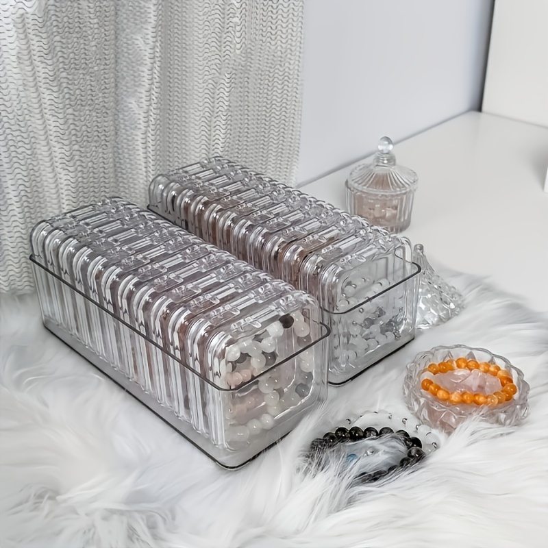 1 set 2 sets of elegant transparent plastic jewelry storage boxes including 2 large boxes and 26 small boxes suitable for bracelets necklaces earrings and rings perfect dressing table organization artifact perfect gift jewelry boxes Product details 5
