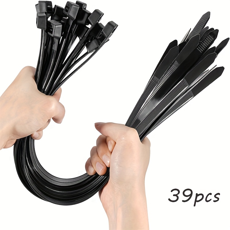 200 Lbs Large Zip Ties Heavy Duty 20 Inch Plastic Cable Ties Big Thick, 39/79/119pcs Zip Tie Big Size For Outdoor And Indoor, White&black