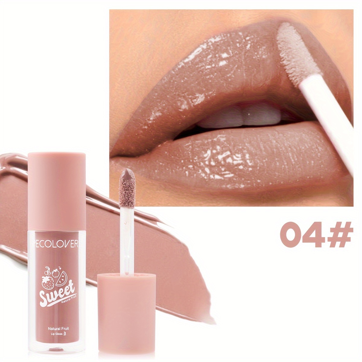 Image of Pecolovers Mirror Lip Gloss & Liquid Lipstick - Waterproof Plumping Tinted Lip Gloss Suitable For Skin Types, Hydrating Long-lasting Moisturizing Formula With Mirror, Glossy Liquid Lip Tint (//)