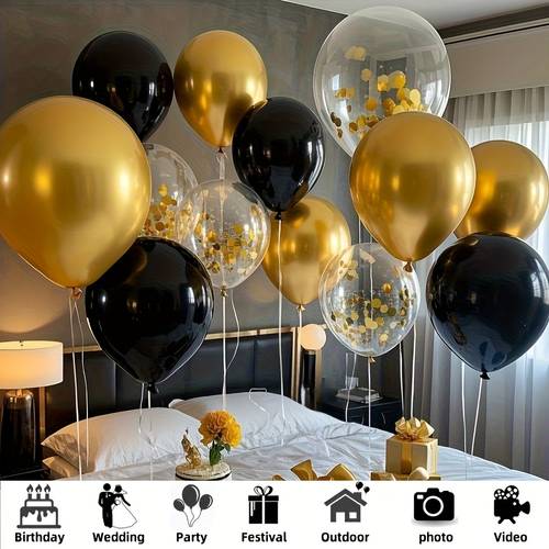 60 black and balloons golden sequin balloon arch kit suitable for anniversaries birthdays weddings valentines day fathers day retirements new year graduation wedding decorations themed balloon parties