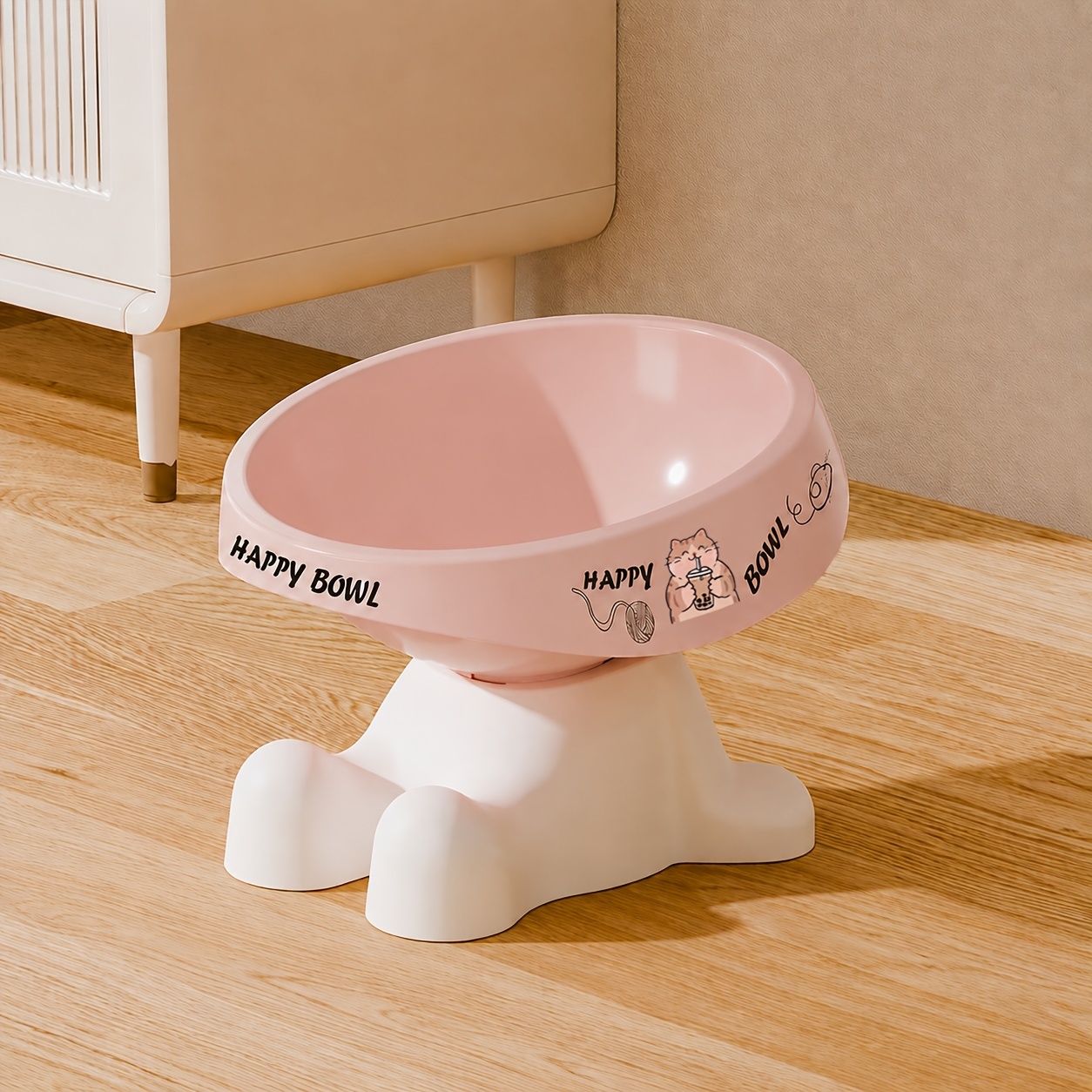 TEMU 2026 New Cute Shaped Elevated Pet Feeding Bowl, Cute Pattern Dopamine Color Pet Food Bowl, Water And Food Bowl, Elevated Neck Protection