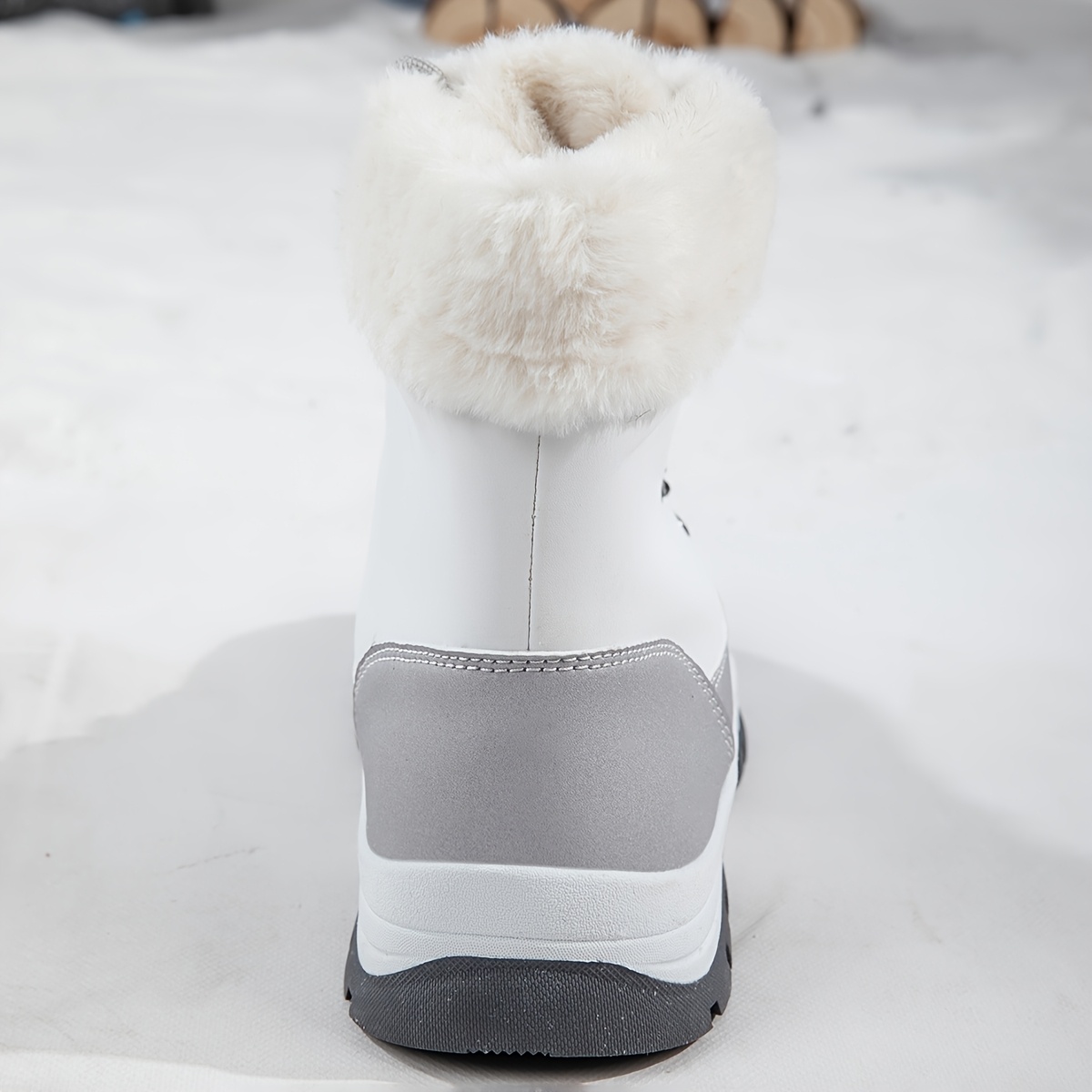 womens winter warm plush snow boots with anti slip tpr sole suitable for outdoor round toe upper soft inner for   traction cozy weather footwear for daily use activities Product details 1