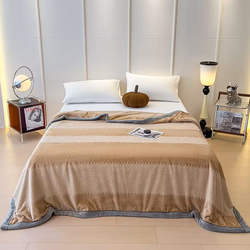 1 soft light beige friendly milk velvet blanket luxury bedspread sofa cover beige gray cloud pattern machine washable beige gray neutral tones for bedroom milk velvet fabric Product details 7
