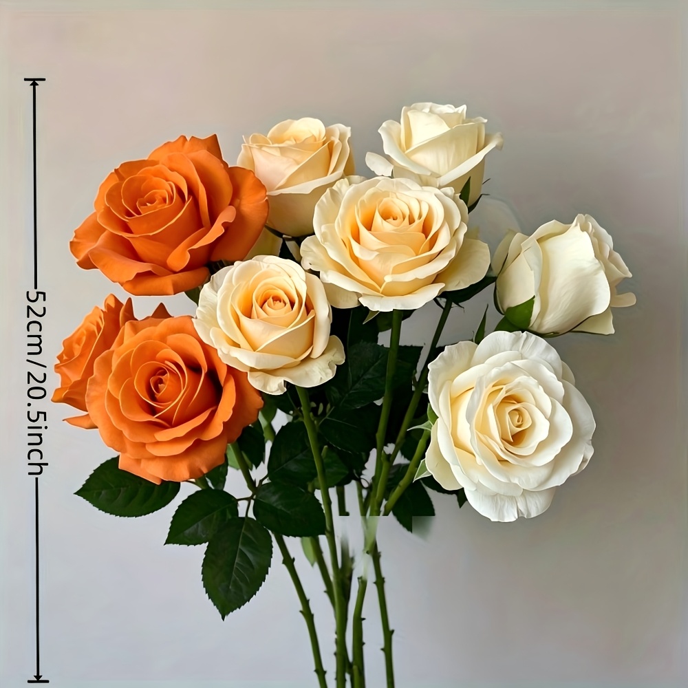 TEMU 14 Pezzi di Rose Artificiali Autunnali Multicolore, e con Lunghi, Bouquet di Rose Artificiali Realistiche, Decorazione per Ufficio, Festa di