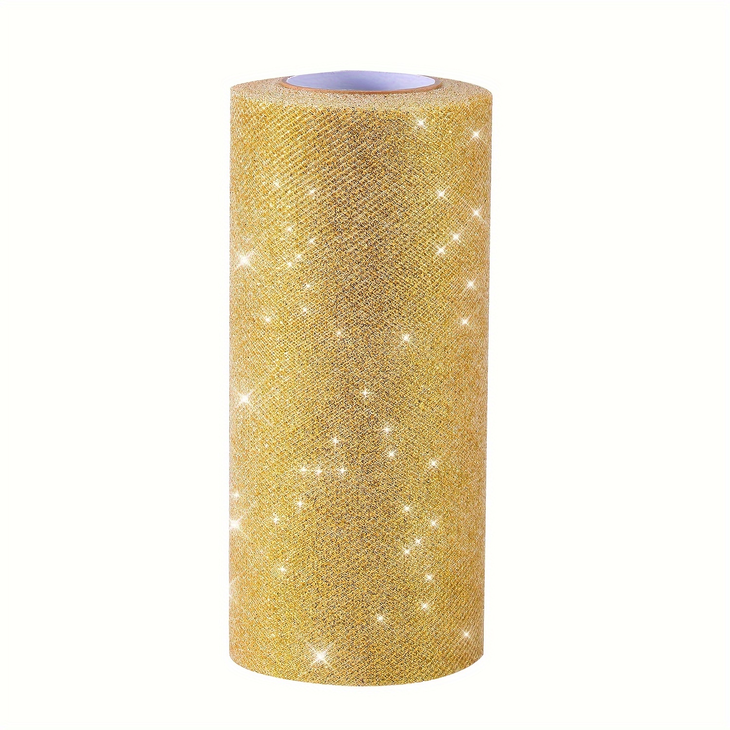 

Sparkling Glitter Tulle Ribbon Roll - 6 Inch By 10 Yards Spool For Wedding Decor, Gift Wrapping - White, Golden Sparkle Tulle Fabric