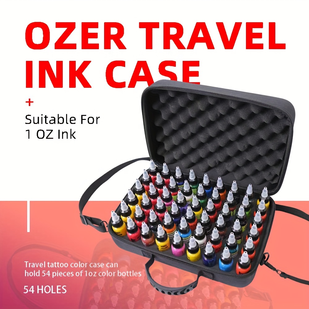 

1pc Extra Large Capacity Travel Travel Tattoo Can Hold 54 Bottles Of 1oz Color , Back Or Shoulder, More Suitable For Tattoo Beginners And Does Not Color