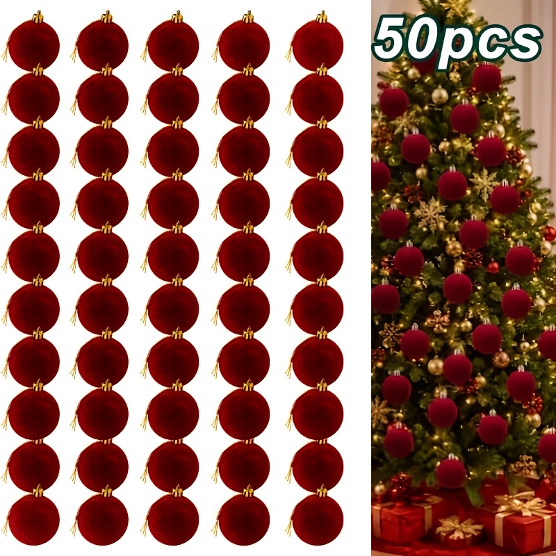 TEMU 50 adornos navideños de gamuza color y vino, adornos para árbol de decoración del hogar - Elección para Halloween, Acción de Gracias, y