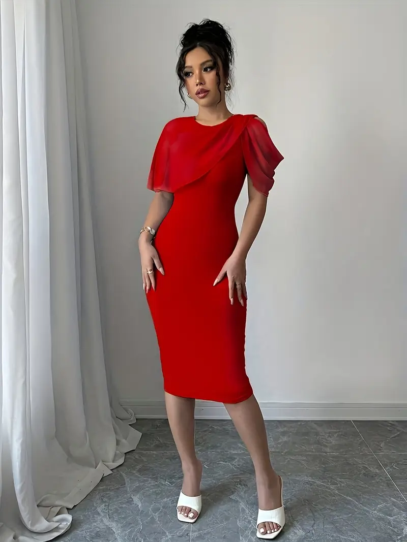 elegant womens french style fashion sweet bodycon midi - Temu elegant womens french style fashion sweet bodycon midi - Temu