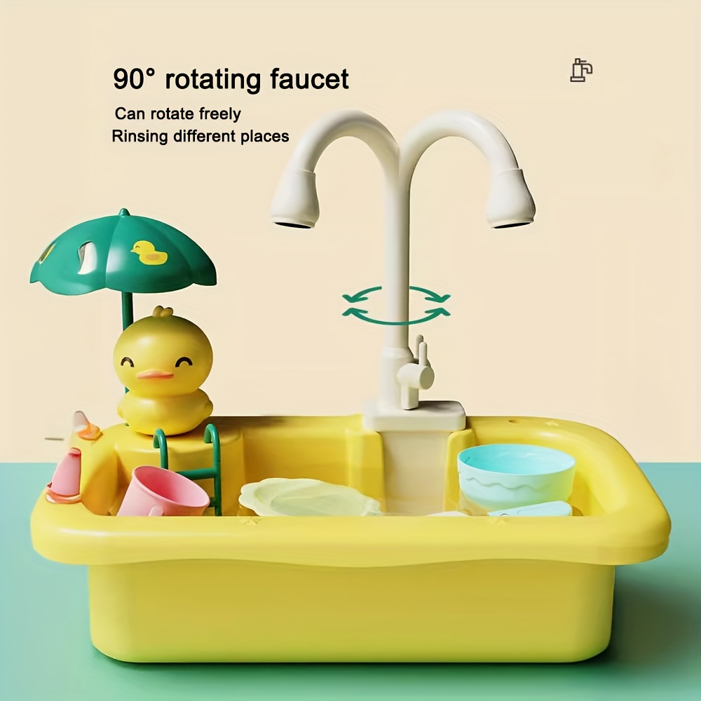 Lubelski Ensemble de 39 Pcs/ensemble Jouets d'Évier de Cuisine avec Système de Cycle d'Eau, Sûr, Amusant, Jeu de Rôle pour Garçons et Filles, Fournitures