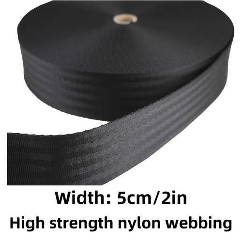 heavy duty 2 inch nylon webbing yard black webbing safety webbing lightweight wear resistant and high temperature resistant nylon webbing suitable for making seat belts backpack straps pet leashes handicrafts and binding straps
