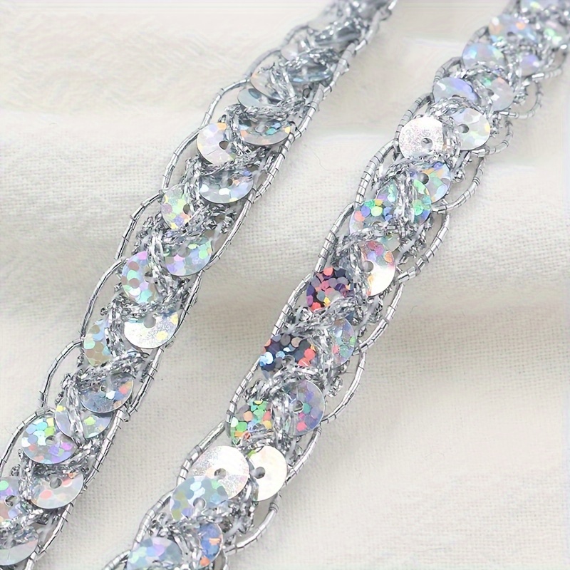 Image of 13 Yards 1cm Wide Golden And Silvery Wire Wavy Laser Glitter Trim Small Lace Dance Wear Bag Hat Additions