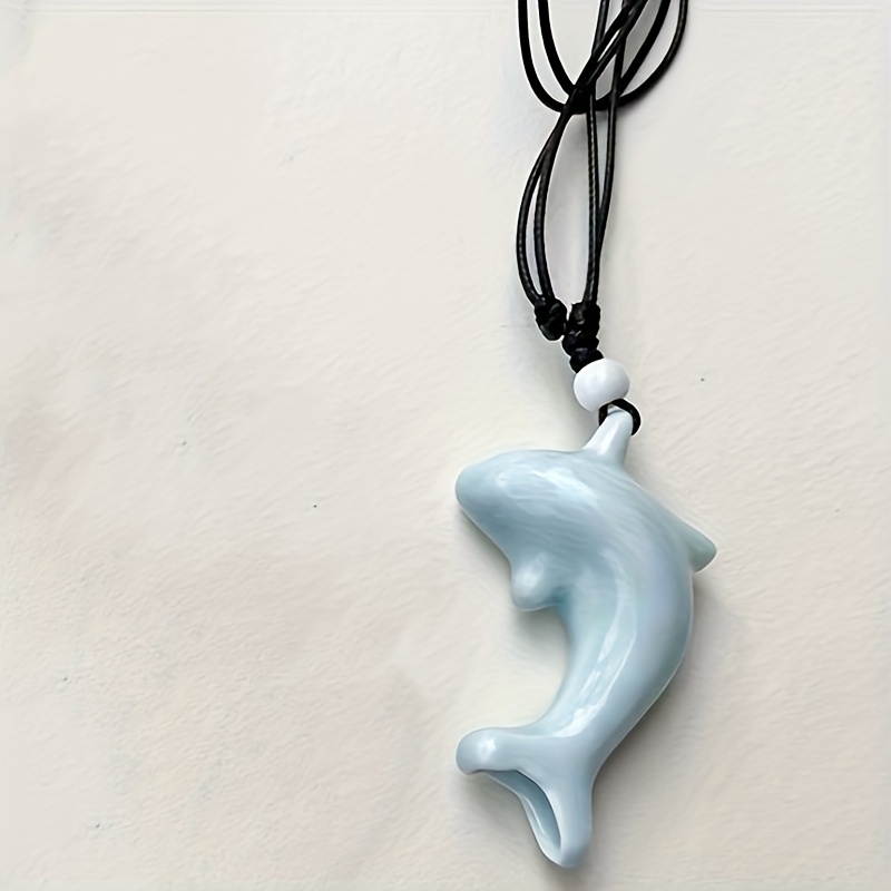3pcs Ceramic Dolphin Whistle Necklace Set, Adjustable