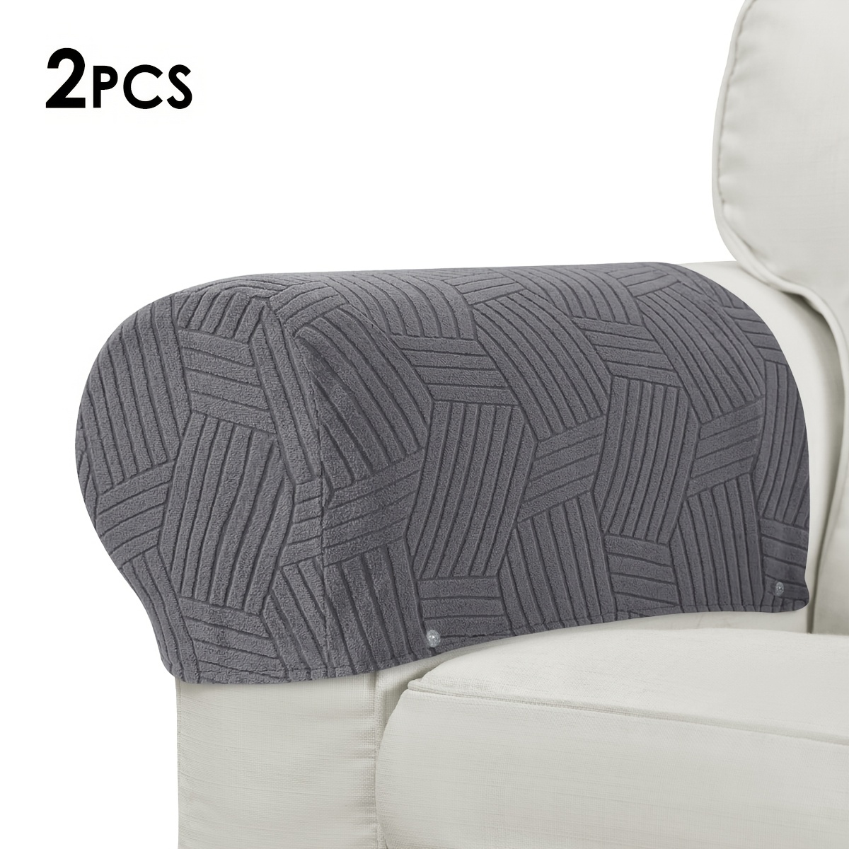TEMU 2pcs/set 3d Geometric Jacquard Sofa Armrest Covers, 2pcs Set Sofa Armrest Protectors, For Upholstered Sofas Only