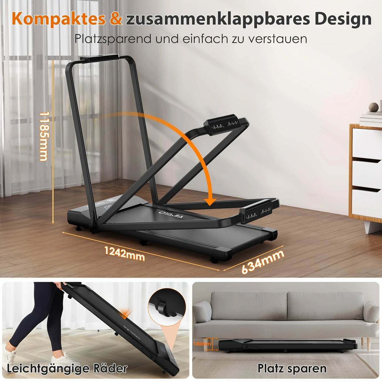 2 in 1 walking and treadmill 0 75hp 12km h 15 7 x 39 3 inch exercise area app controls and music led display foldable for home office details 1