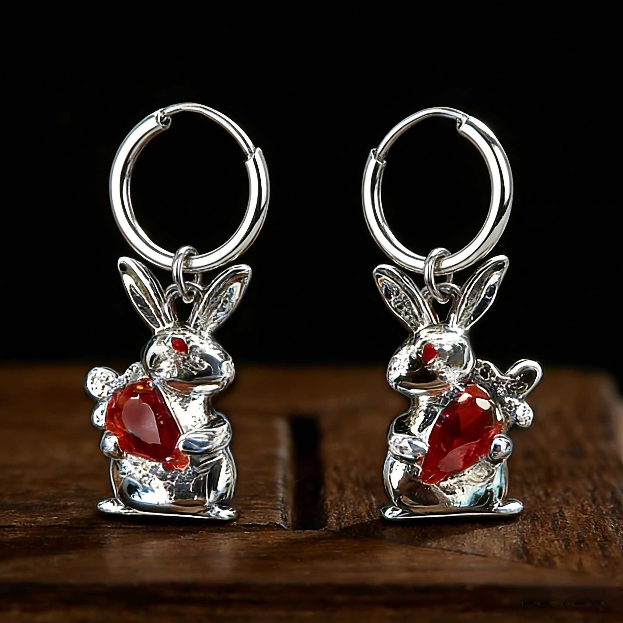 2pcs Cute Rabbit Carrying Carrot Earrings