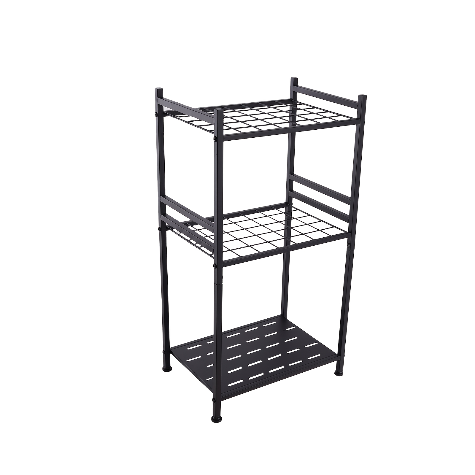 Image of Heavy-duty Metal Garden Tool Storage Rack With 3 Shelves, Durable And Patio And Garage Storage Rack, Utility Shelves