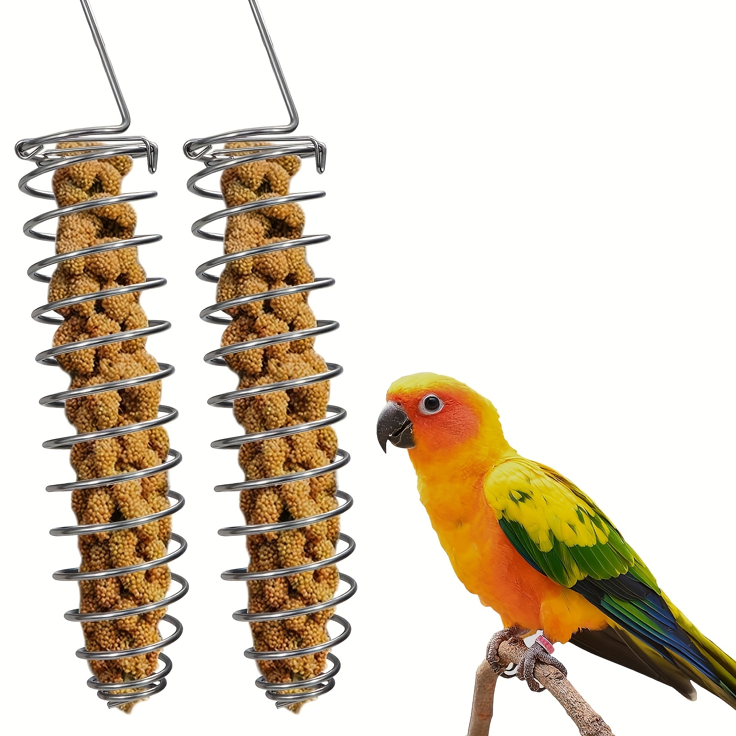 2pcs Stainless Steel Bird Feeders - Durable Parrot Treat And Seed Container For Budgies, Cockatiels, African Greys, Conures, Parrots, Macaws, Without Battery
