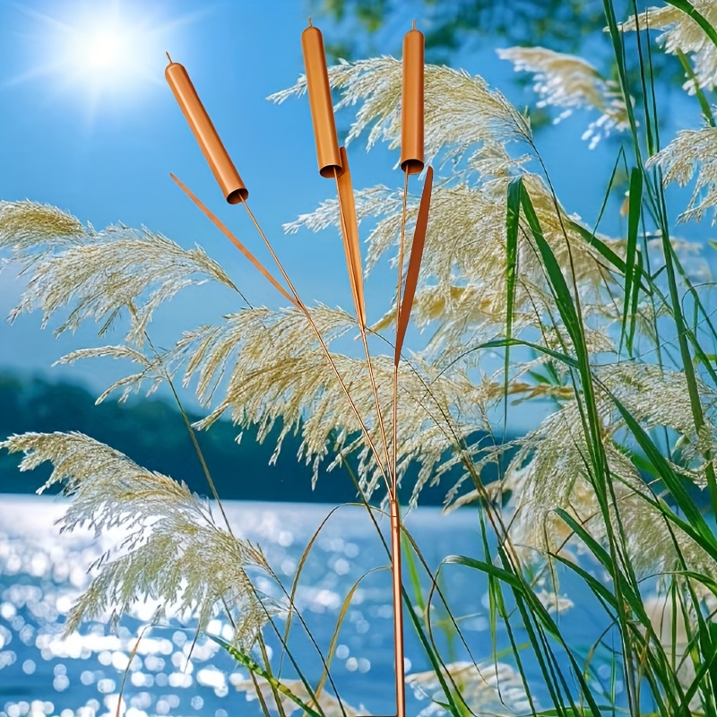 E-shop [3D] Handgefertigte Rohrkolben-Windspiele – Rustikale Metall-Gartenstäbe mit kinetischer & beruhigenden Klängen, wetterfeste Outdoor-Deko für