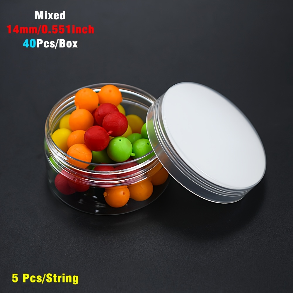 TEMU 40 Stück/Box, 5 Stück/Schnur, insgesamt 8 , Schwimmperlen für Karpfenangeln, Pop-Up-Boilies-Kugeln, Zubehör für europäische -Rigs,