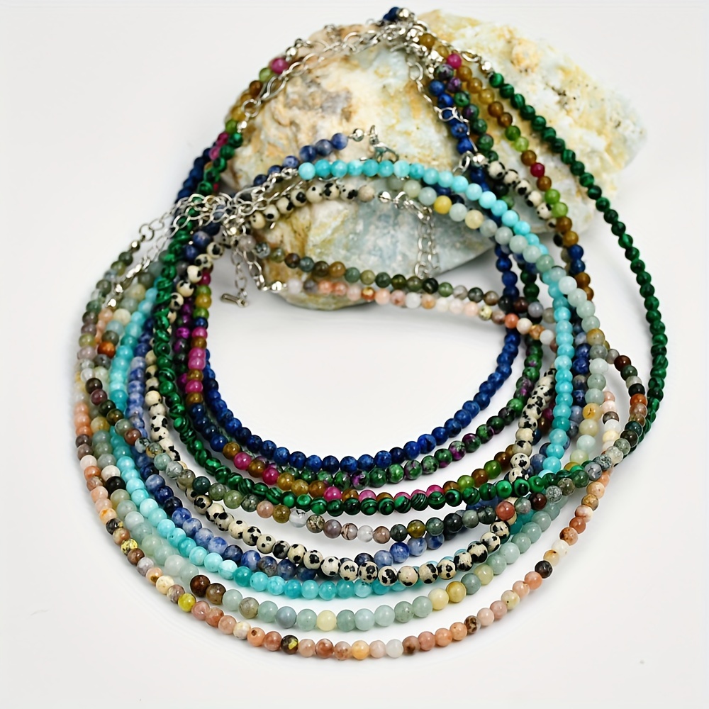 

Bohemian Chic Malachite Beaded Necklace - Natural Stone, Birthstone, Fashion Accessory