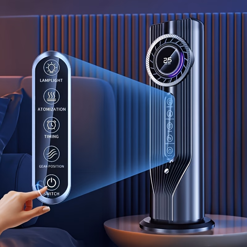 nij experience quick cooling in three seconds this 6 speed usb portable air conditioner and humidifier fan operates and featuring a timer that lasts for six hours making it ideal for home office 7