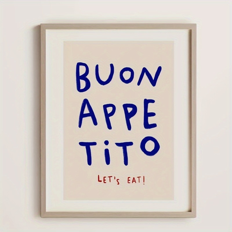 

Buon Appetito Let's Eat Canvas Poster - Frameless Minimalist Modern Kitchen And Dining Room Wall Art Decor