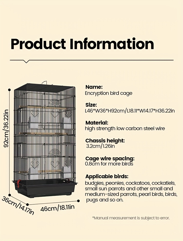 heavy duty metal bird cage with 0 8cm wire   durable small pet cage for squirrels rabbits hamsters small animals easy   secure latches ventilation grills small animal cage sleek metallic   sturdy construction Product details 0