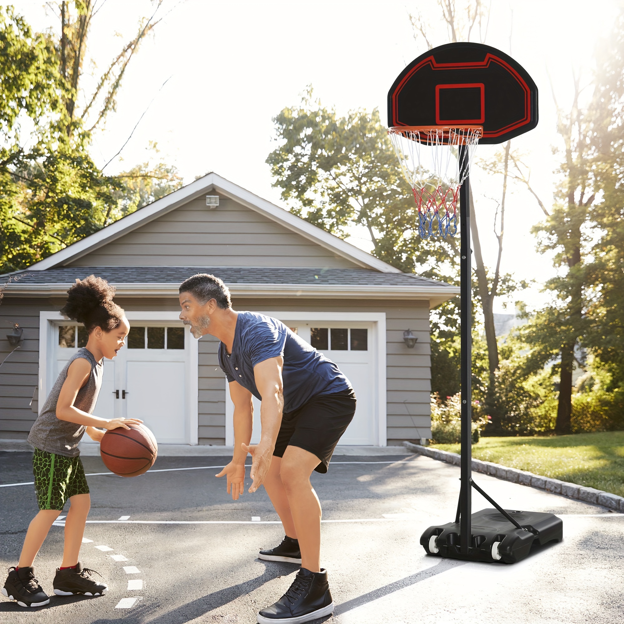 

Soozier Portable Basketball Hoop Stand, Height-adjustable Basketball System With 29'' Backboard And Wheels For Indoor And Outdoor Use, Black