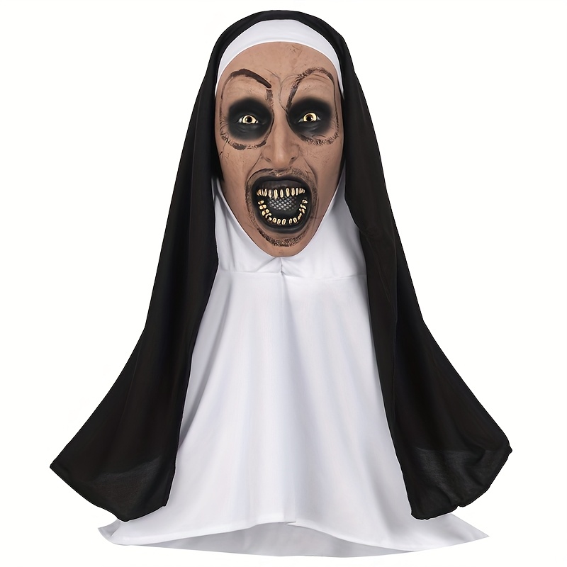 Maschera Halloween Suora Horror - Lattice Realistico Con Occhi Luminosi Per Adulti - Foto 2