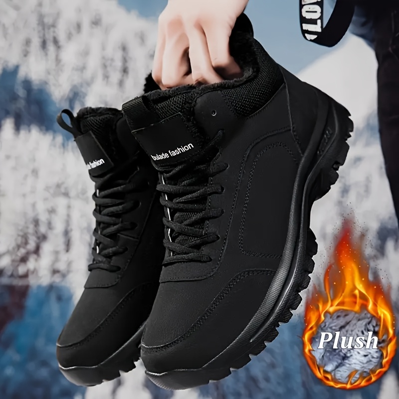 Image of Men's Snow Sports Shoes - Lightweight And Flexible Sole, Plush Lining, Winter Outdoor Mid Top Warm Snow Boots, Outdoor Sports And Hiking Boots