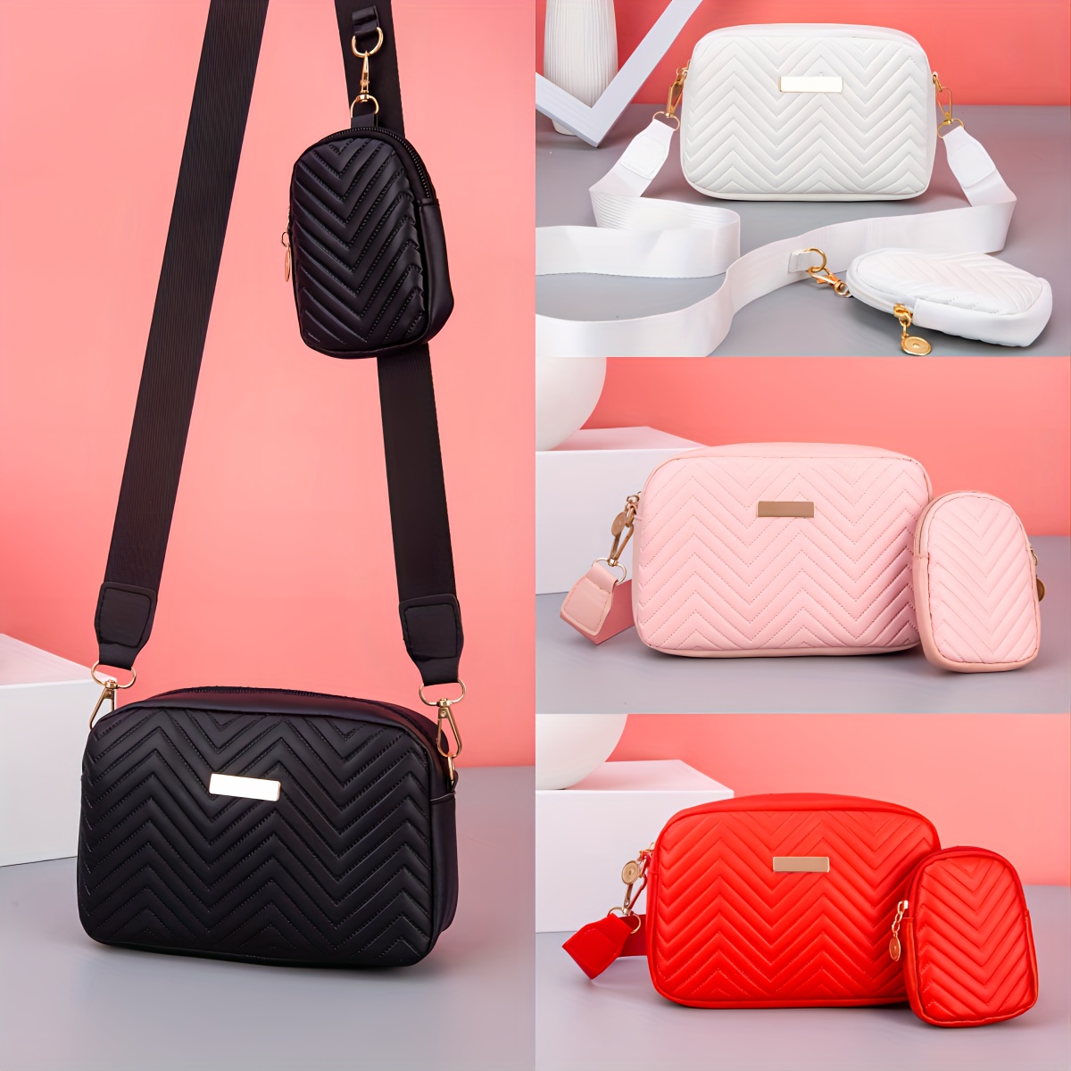

Embossed Water Ripple Shoulder Mini Bag Coin Purse